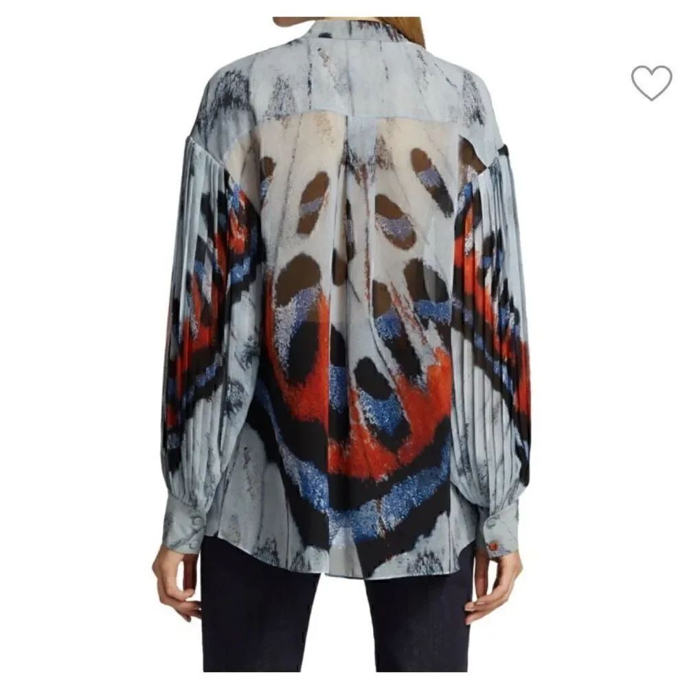 ALTUZARRA Patsy Printed Pleated-Sleeve Top - Picture 2 of 9